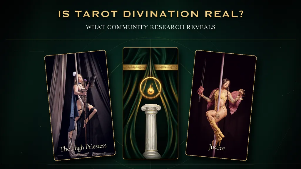 The High Priestess and Justice framing The Hermetic Flight card back.