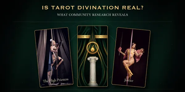 The High Priestess and Justice framing The Hermetic Flight card back.
