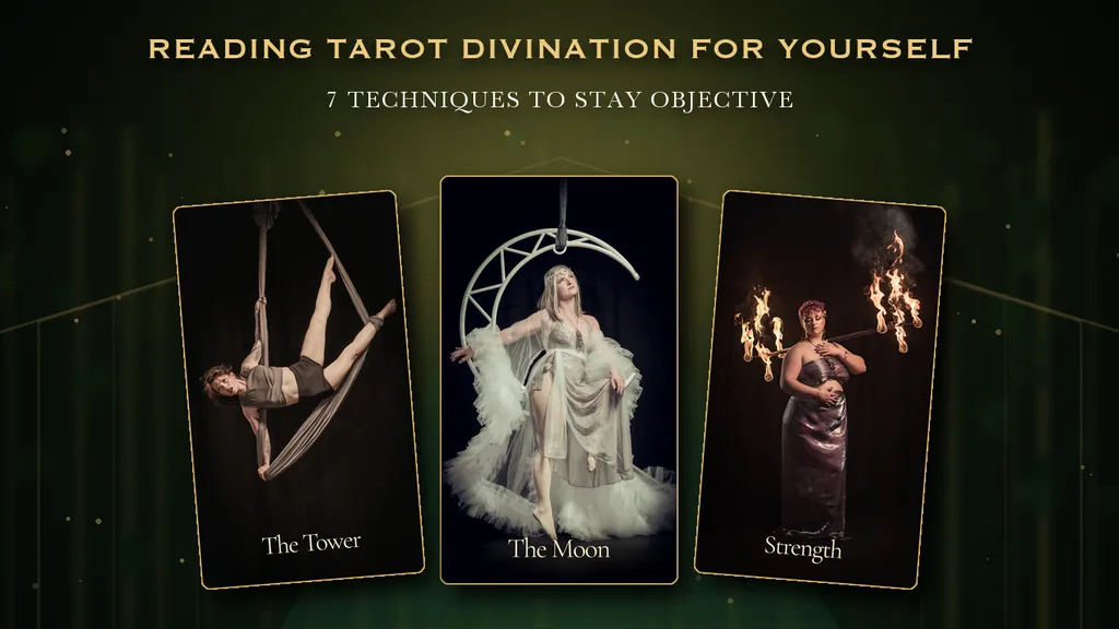 The Tower, The Moon, and Strength illustrating an objective self-reading practice.